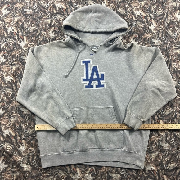 Early 2000s Nike Gray LA Dodgers Hoodie with Blue Logo - Picture 1 of 5